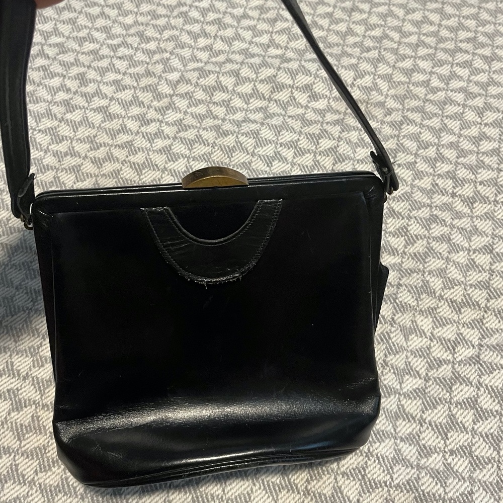 Vintage Kadin Black Kiss Lock Bag Purse